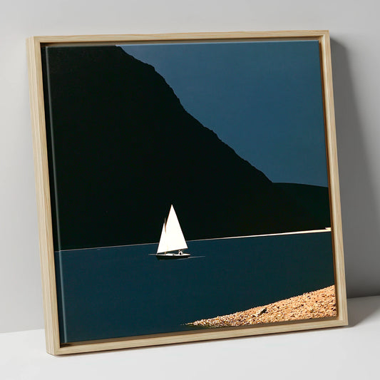 White Sail Below Dark Fell lake district walking canvas wall art in natural frame