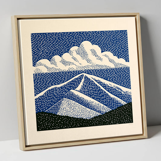 Bold Navy Blue Skiddaw Peak lake district fell canvas wall art in natural frame