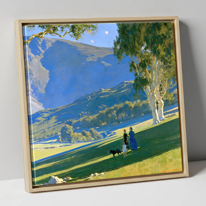 Sunlit Dog Walk in Patterdale gifts for dog walkers canvas wall art in natural frame