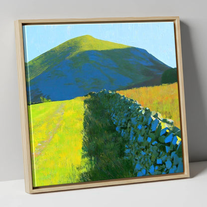 Vibrant Light on Hen Comb lake district fell canvas wall art in natural frame