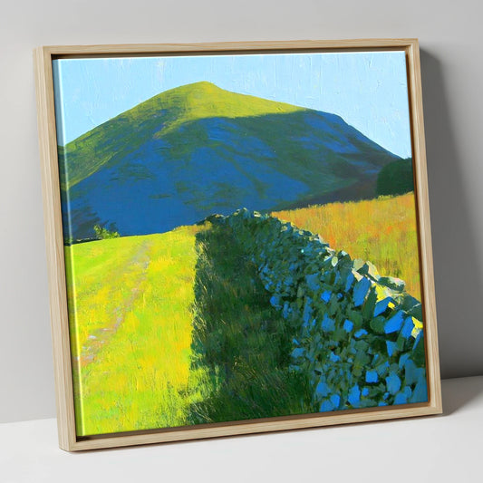 Vibrant Light on Hen Comb lake district fell canvas wall art in natural frame