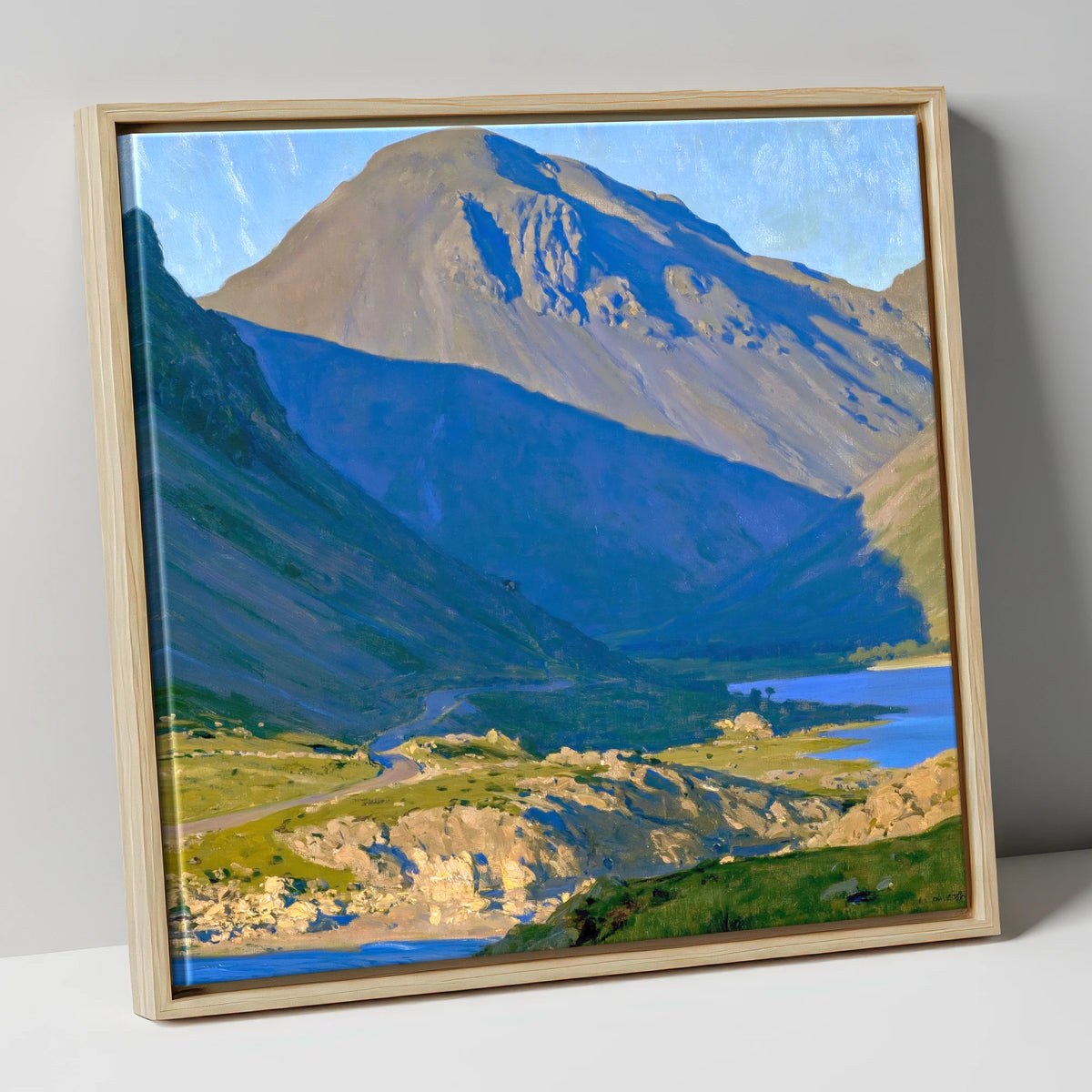 Sunlit Road to Great Gable lake district fell canvas wall art in natural frame