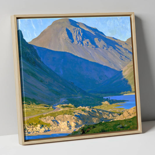 Sunlit Road to Great Gable lake district fell canvas wall art in natural frame