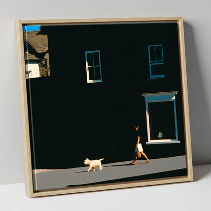 Sunlit Dog Walker in Ambleside gifts for dog walkers canvas wall art in natural frame