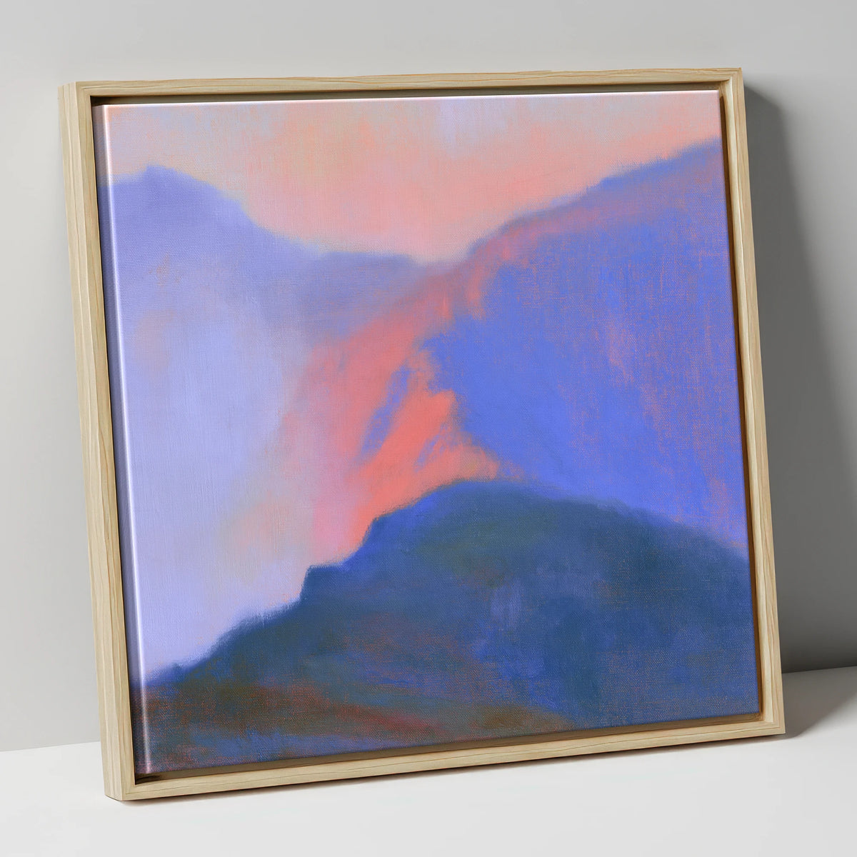 Misty Mountain Ridge in Pink Light lake district fell canvas wall art in natural frame