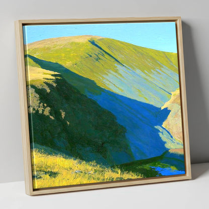 Sunlit Slopes of Stybarrow Dodd lake district fell canvas wall art in natural frame