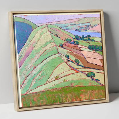 Vibrant Beda Fell Above Patterdale lake district village canvas wall art in natural frame