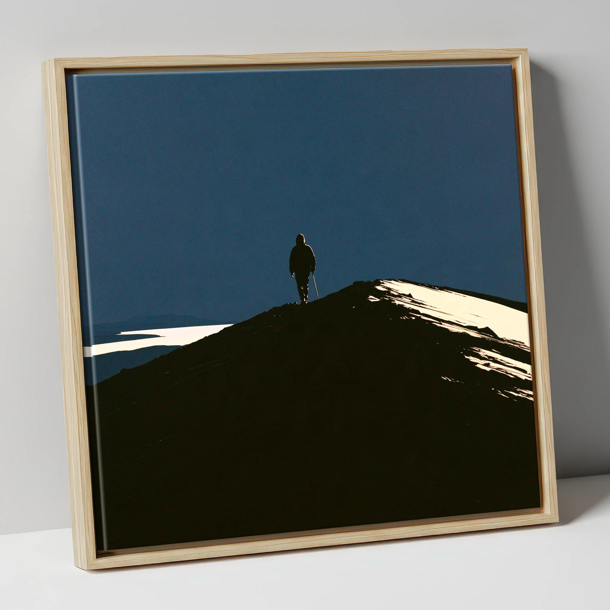 Twilight Silhouette on Skiddaw Ridge lake district fell canvas wall art in natural frame