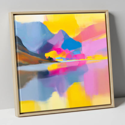 Vibrant Loweswater Lake Reflections lake district lake canvas wall art in natural frame