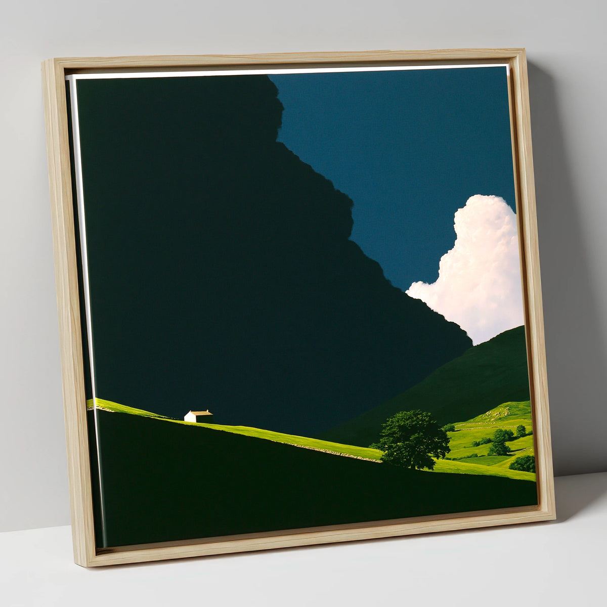 Rolling Fells Under Dark Cloud lake district fell canvas wall art in natural frame
