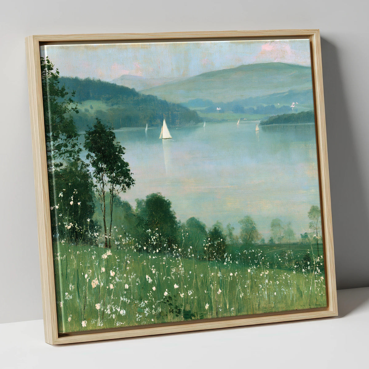 Wildflowers Above Hazy Windermere windermere wall art canvas wall art in natural frame