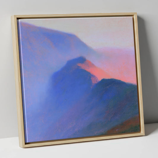Pink Twilight on Misty Ridge lake district fell canvas wall art in natural frame