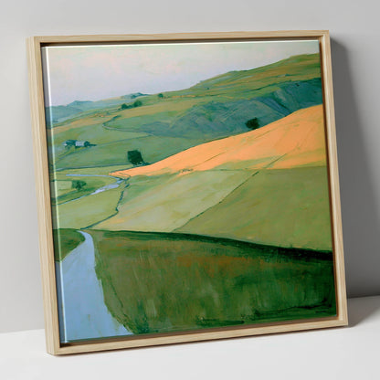 Evening Sun Across Lakeland Fells lake district sky canvas wall art in natural frame