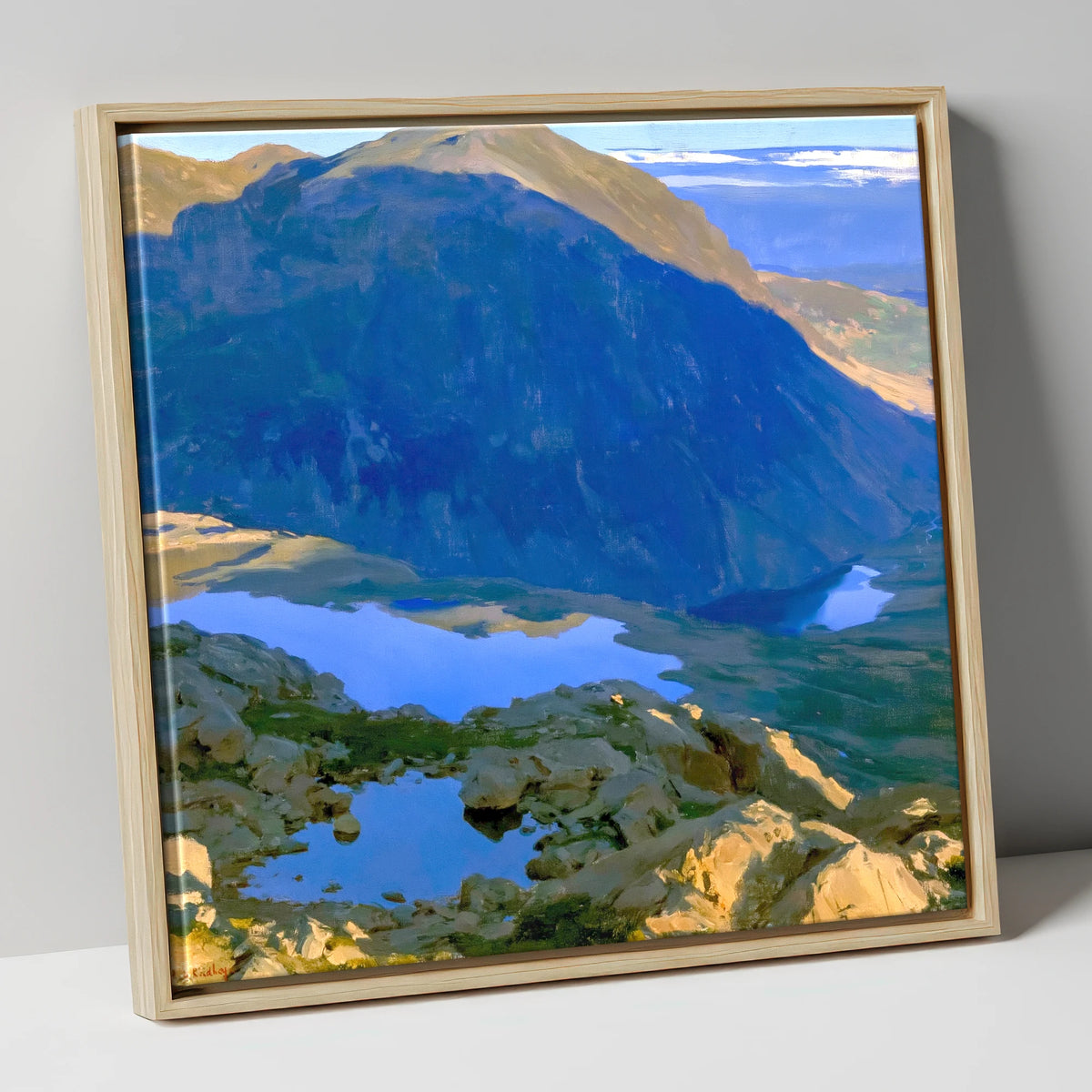 Haystacks Tarn in Deep Shadow lake district fell canvas wall art in natural frame