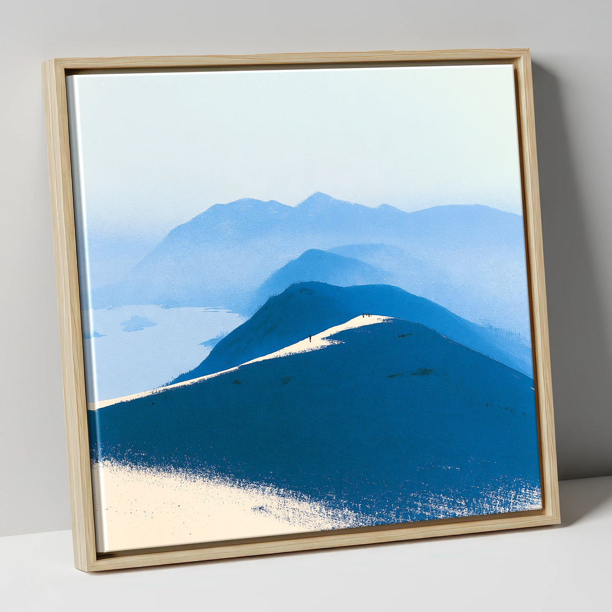 Fell Summit in Deep Blue lake district fell canvas wall art in natural frame