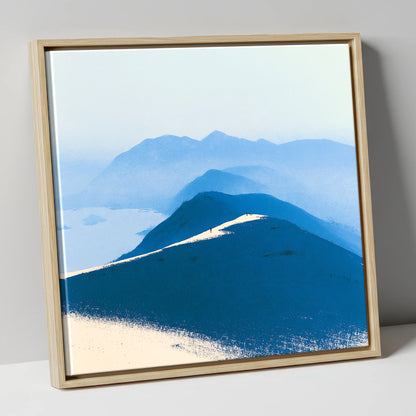 Fell Summit in Deep Blue lake district fell canvas wall art in natural frame