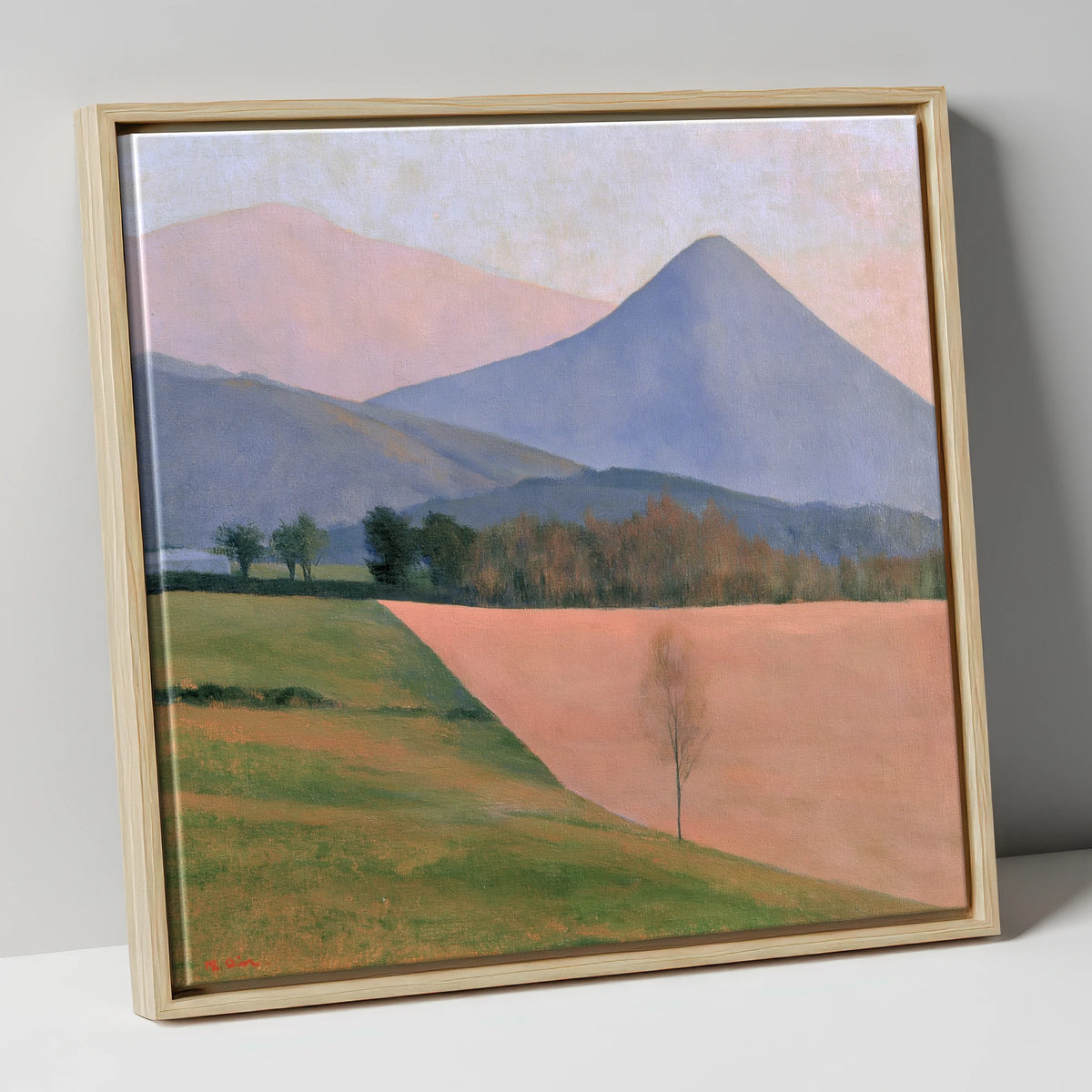 Pastel Fells and Green Valley lake district valley canvas wall art in natural frame