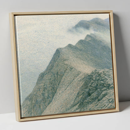 Textured Mountain Ridge in Mist lake district fell canvas wall art in natural frame