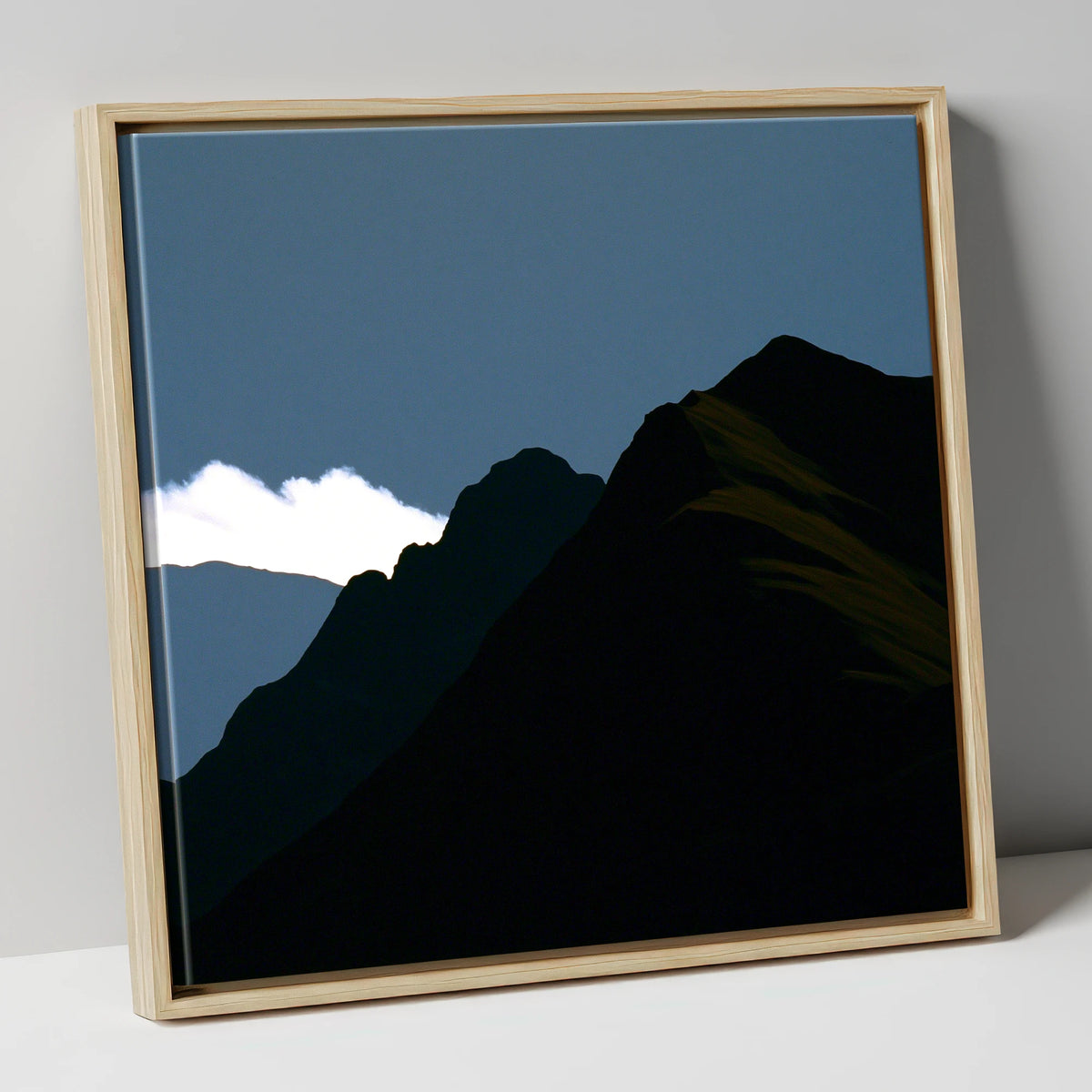 Midnight Blue Fell Ridge lake district fell canvas wall art in natural frame