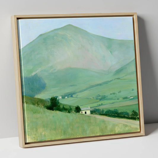 Blencathra Over the White Cottage lake district fell canvas wall art in natural frame