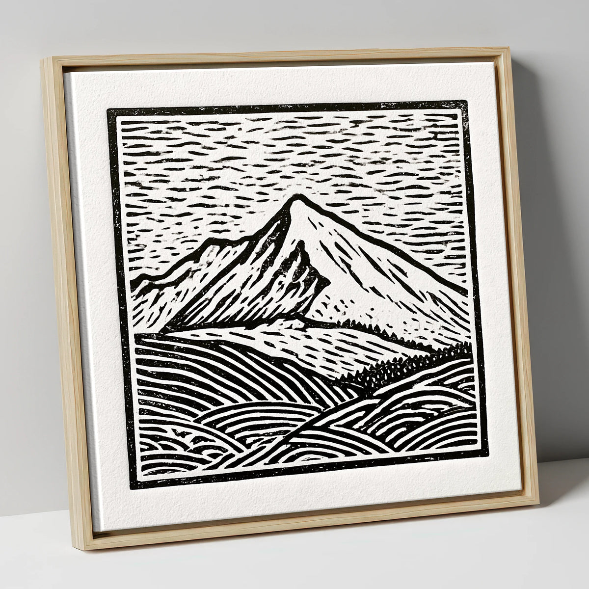 Stark Monochrome Skiddaw Peak lake district fell canvas wall art in natural frame
