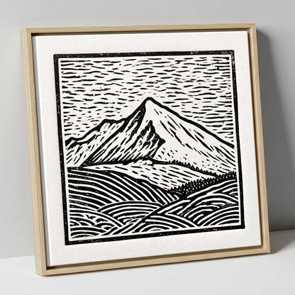 Stark Monochrome Skiddaw Peak lake district fell canvas wall art in natural frame