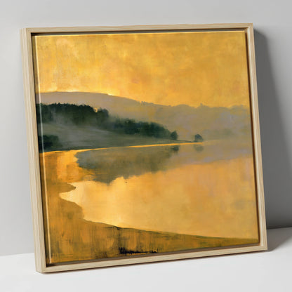 Ochre Dawn Over the Lake lake district lake canvas wall art in natural frame