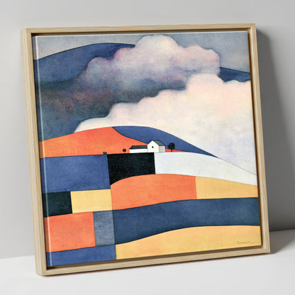 Patchwork Rolling Fells Under Cloud lake district fell canvas wall art in natural frame