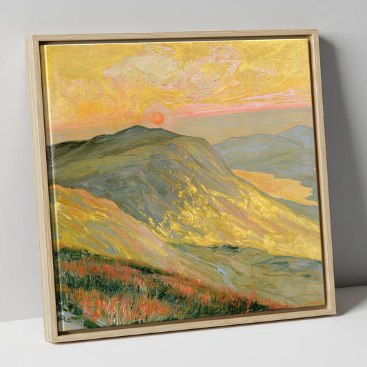Golden Sunset From the Summit lake district fell canvas wall art in natural frame