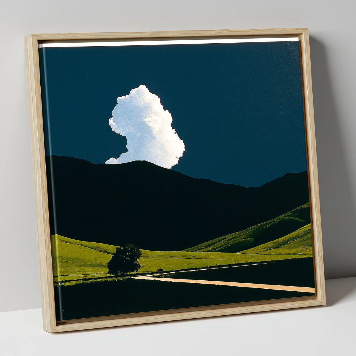 Luminous Cloud Over Rolling Fells lake district fell canvas wall art in natural frame