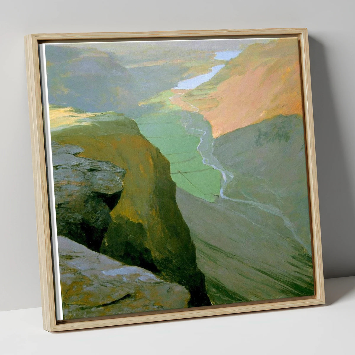 Great Gable High Valley View lake district fell canvas wall art in natural frame
