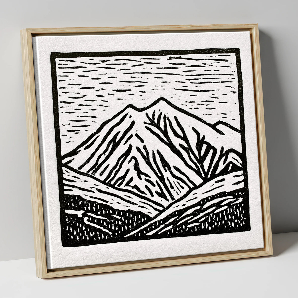 Skiddaw Peak in Graphic Monochrome lake district fell canvas wall art in natural frame