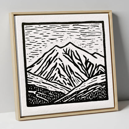 Skiddaw Peak in Graphic Monochrome lake district fell canvas wall art in natural frame