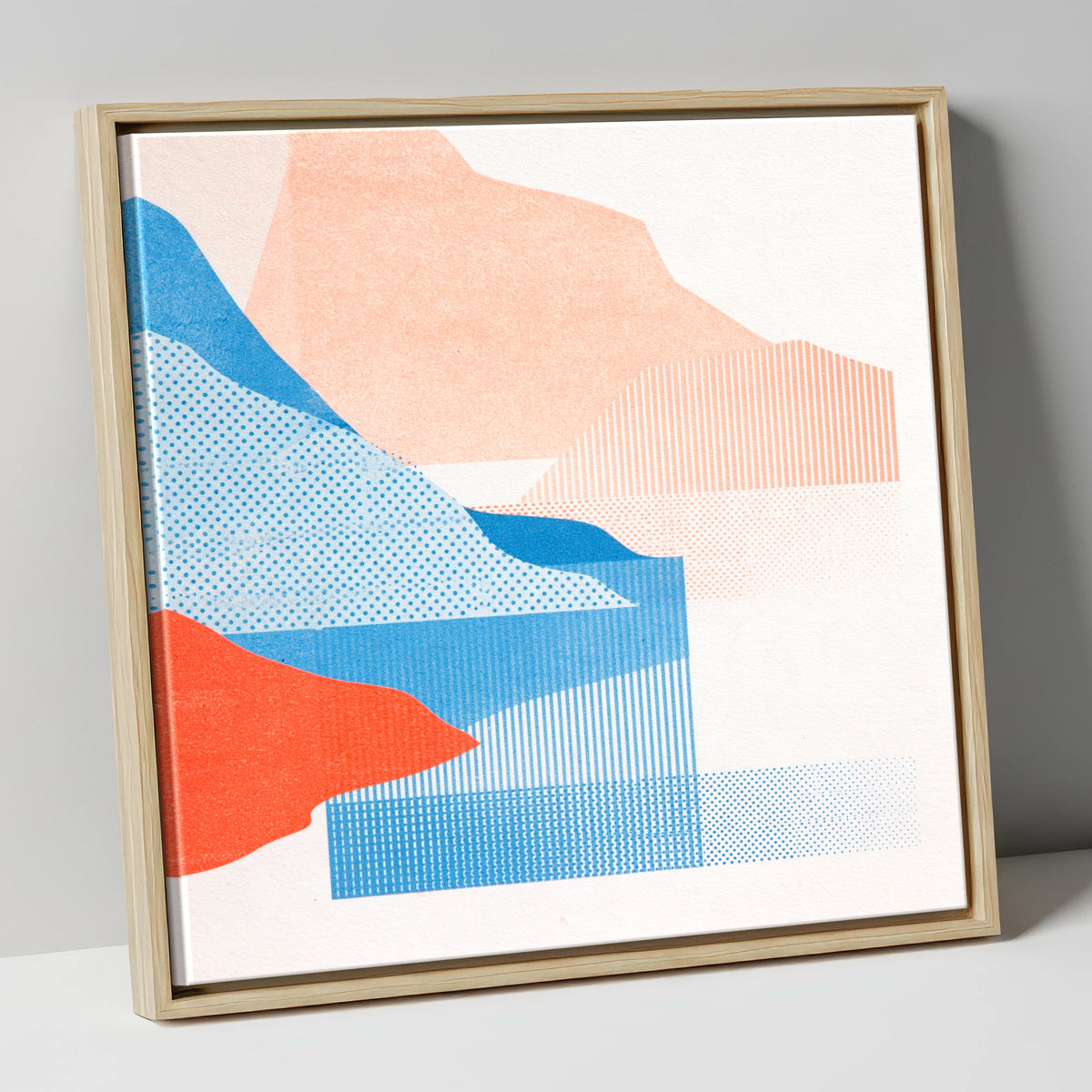 Abstract Crummock Water Fells lake district lake canvas wall art in natural frame