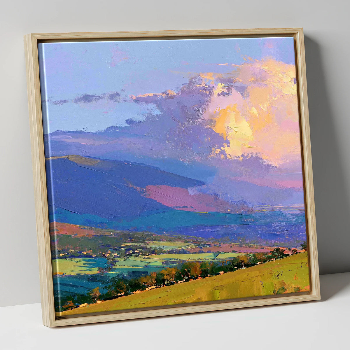 Rolling Fells and Radiant Cloud lake district fell canvas wall art in natural frame