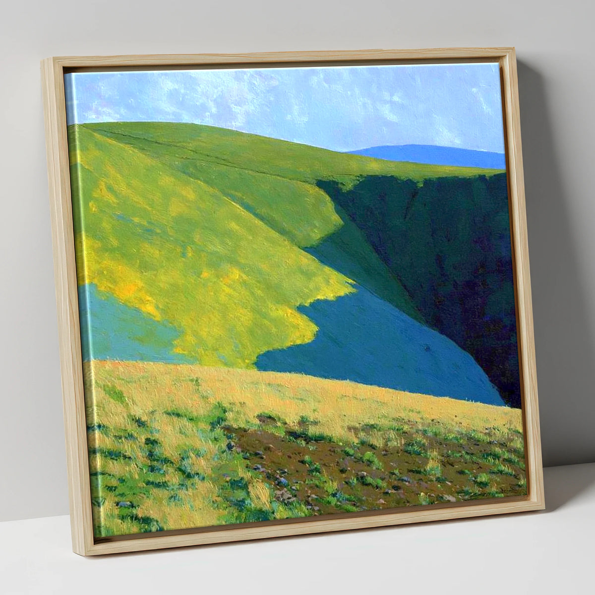 Vibrant Slopes of Meal Fell lake district fell canvas wall art in natural frame
