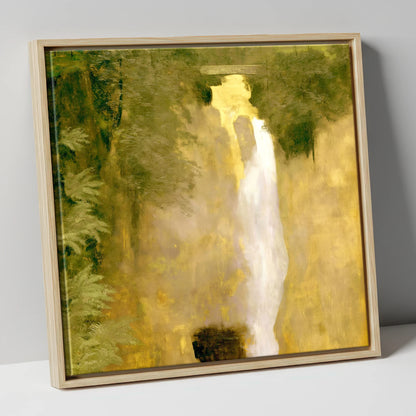 Golden Light at Aira Force lake district waterfall canvas wall art in natural frame