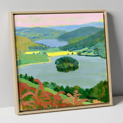 Grasmere Through Red Bracken lake district lake canvas wall art in natural frame