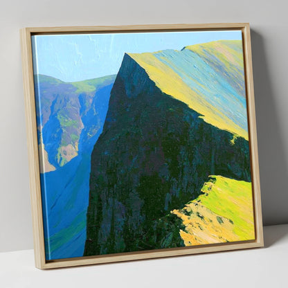 Sunlit Ridge at Hopegill Head lake district fell canvas wall art in natural frame