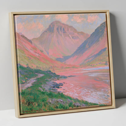 Great Gable in Coral Light lake district fell canvas wall art in natural frame