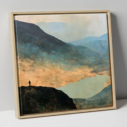 Westmorland Cairn Silhouette Over Wasdale lake district fell canvas wall art in natural frame