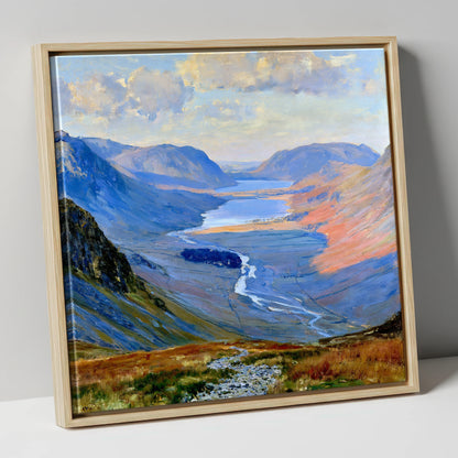 Luminous Valley View from Haystacks lake district fell canvas wall art in natural frame