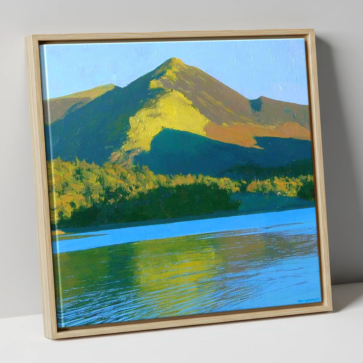 Sunlit Causey Pike Ridge lake district fell canvas wall art in natural frame