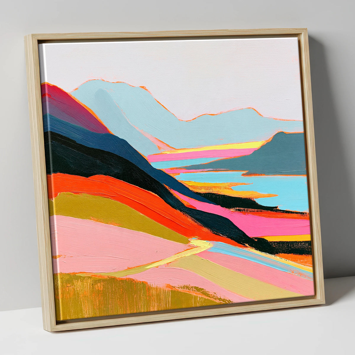 Vivid Summit View Over Fells lake district fell canvas wall art in natural frame