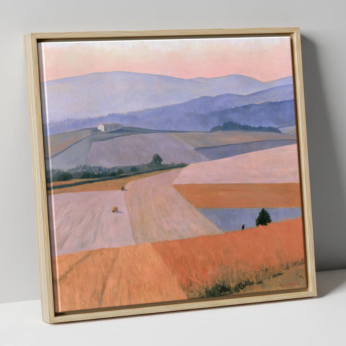 Pastel Dusk over Dale Fields lake district valley canvas wall art in natural frame