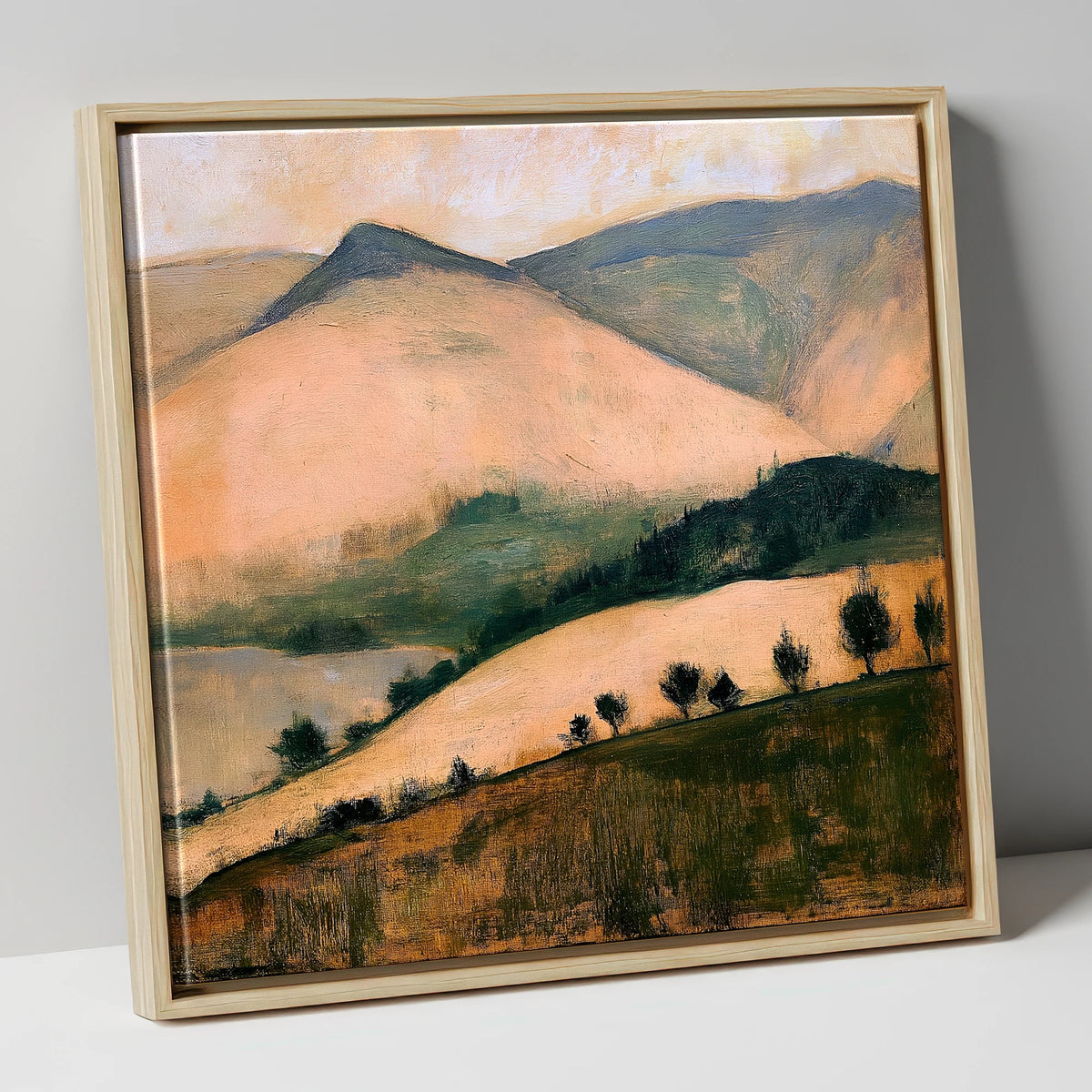 Sunlit Fells from the Summit lake district fell canvas wall art in natural frame