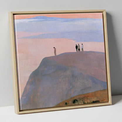 Fell Top Walkers at Dusk lake district fell canvas wall art in natural frame
