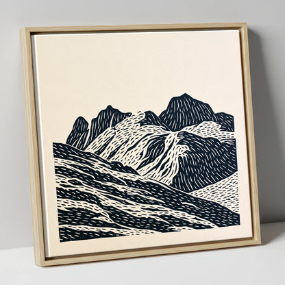Bold Langdale Pikes Silhouette lake district fell canvas wall art in natural frame