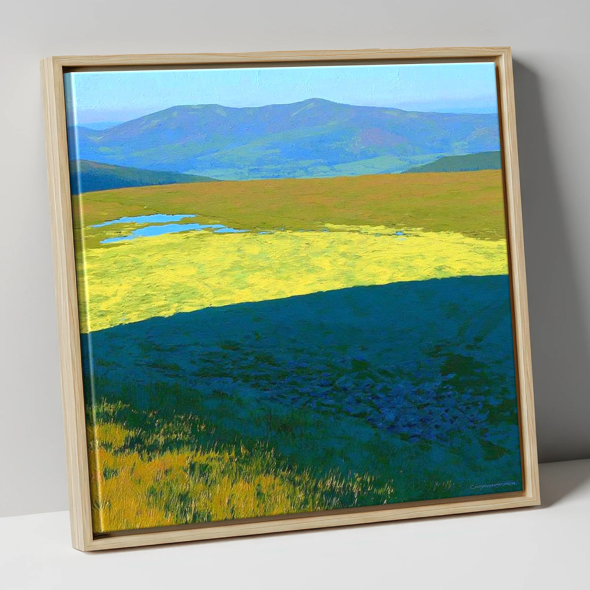 Sunlit Plateau on Mungrisdale Common lake district fell canvas wall art in natural frame