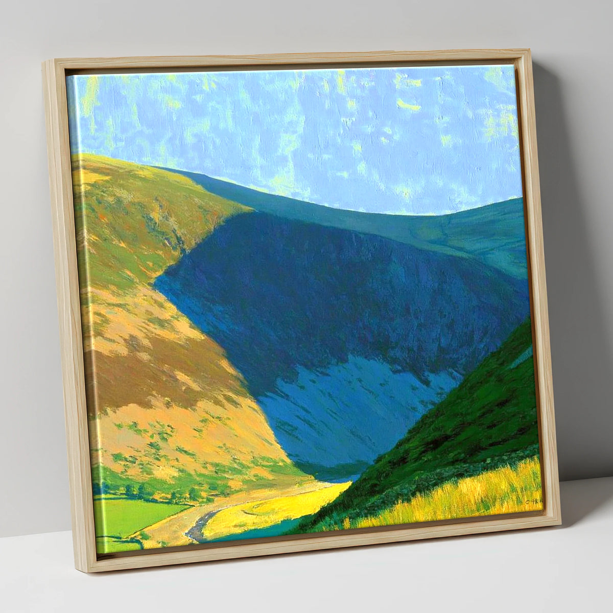 Carrock Fell Ridge in Sunlight lake district fell canvas wall art in natural frame